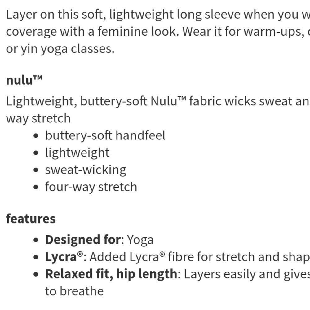 Lululemon black full freedom long sleeve yoga top - Picture 2 of 4